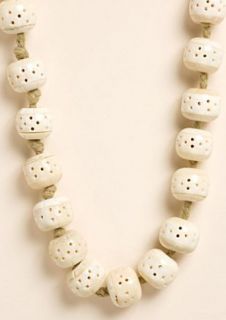 Lucky Brand Jeans Necklace Handcrafted Boho Hippie Bone Bead Natural 