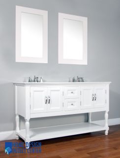    Sink White Bathroom Vanity Transitional Cabinet Ceramic Square Sinks