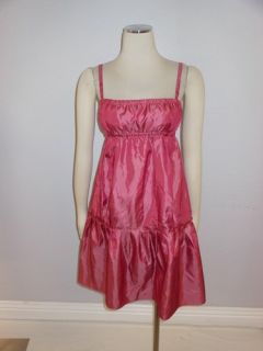 BCBG Paris $182 Pink Berry Irridecent Ruched Waist Neckline Dress Sz 4 