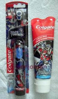   OPTIMUS PRIME BATTERY POWERED TOOTHBRUSH & TOOTHPASTE NEW