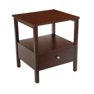 Bay Shore Collection End Table with Full Wood Top and Drawer Espresso 
