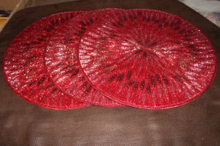 New Set of 4 Pier 1 Imports Red Beaded Round Placemats