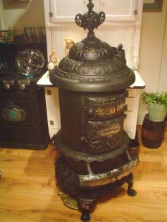   Burning Parlor Stove Round Oak D 18 Estate of P D Beckwith