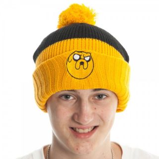 Adventure Time Jake Black and Yellow Cuffed Beanie Hat