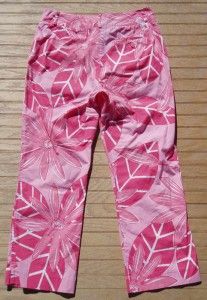 Misses Lilly Pulitzer Floral Pink Capri Pants Sz 2