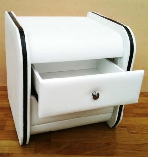 New White or Black Bedside Tables to Match Leather Bed
