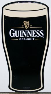 Guinness Beer Die Cut Glass of Guiness Metal Beer Sign