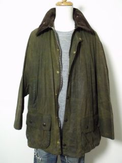 Vintage Barbour Beaufort Oiled Wax Cotton Jacket 46 Green