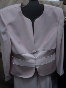 Womens Nah Nah Dressy Pink Crepe Satin 2 PC Suit Mature Bride Mob MOG 