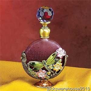 Beautiful Spherical Bejeweled Dragonfly Perfume Bottle