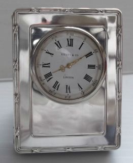 Hallmarked Solid Sterling Silver Bedside / Travel Clock Kitney London