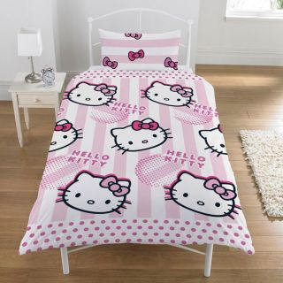 single bed hello kitty duvet cover and pillow case new candy stripe 
