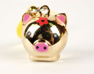 Fun Charm Gold Pig Bell Mobile Cell Phone Gift Keychain