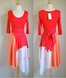 Beautiful Love Point Coral Colorblock Dress Anthropologie Earrings S 