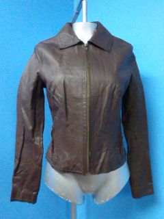 50472 Urban Behavior Fitted Brown Leather Women Coat Jacket Sz M 
