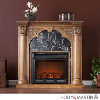 Bedford ELECTRIC FIREPLACE Oak Faux Marble Accent Room HEATER HOLLY 