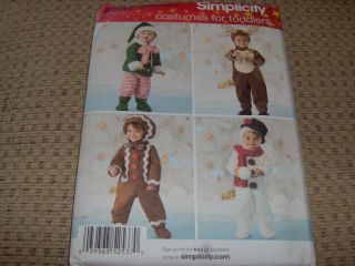 Simplicity Pattern 2537 Toddler Holiday COSTUMES Elf Snowman Reindeer 