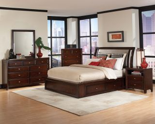 Nadine Queen Bedroom Set Maple Storage Bed 5 Piece Collection