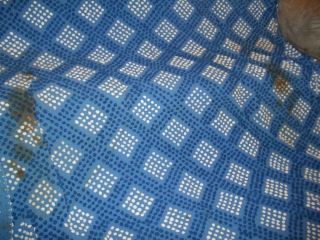 Vintage Chenille Bedspread Blue and White Cutter