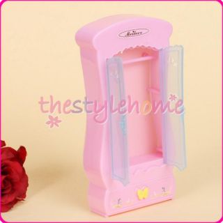 Light Pink Cute Bedroom Furniture Closet Wardrobe for Barbie Butterfly 