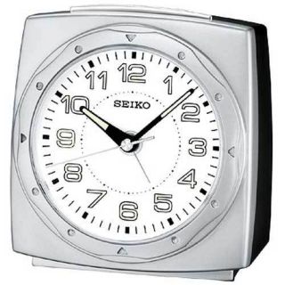 Seiko Bedside Alarm Clock Silver Tone Metallic Case