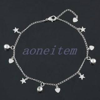 Dangle Heart Star Bells Chain Anklet Ankle Bracelet 1pc