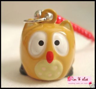 Brown Owl Bell Mobile Cell Phone Charm Strap 0 6