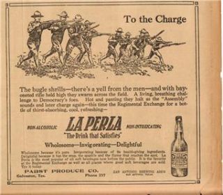 1917 Pabst La Perla Near Beer Newspaper Ad WWI Theme