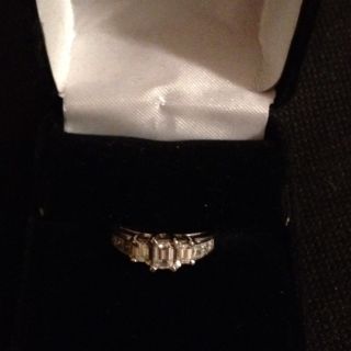 18K WG Emerald Cut Diamond Engagement Ring