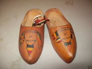 WWII Era Souvenir Wooden Shoes from Belgium
