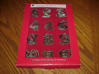 Belk Home Accents Holiday Pewter 12 Days of Christmas Ornaments Boxed 