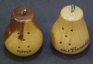 Bemidji MN Minnesota souvenir vintage pear shaped Cedar wood salt 