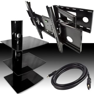 Swivel Arm 32 60 TV Wall Mount Full Motion Tilt 3 Tier DVD Stand HDMI 