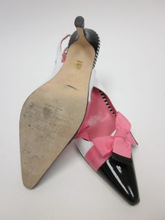 Beverly Feldman Black Pink White Slingbacks Heels Sz 7