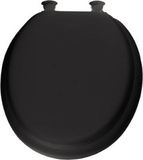 Bemis Mayfair Black Round Soft Padded Wood Core Toilet Seat with 