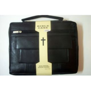 large hand crafted leather bible cover black