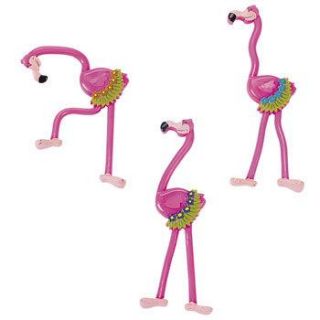 12 Pink Flamingo Bendable Figures Dozen Tropical Luau Party Decoration 