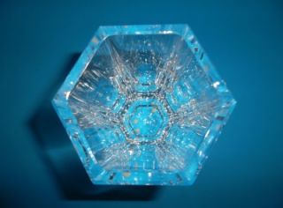 Kosta Boda Bengt Edenfalk Heavy Crystal Hexagonal Art Glass Vase 44270 