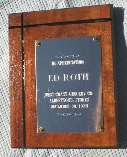 Big Daddy Ed Roth Personal Award Plaque Rat Rod Kustom Gasser