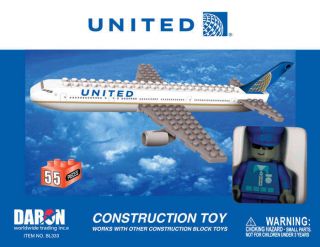DARON TOYS BEST LOCK CONSTRUCTION TOYS UNITED AIRLINES PLANE POST CO 