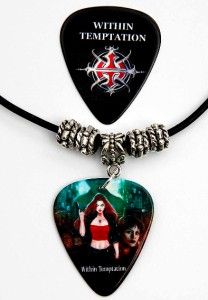 within temptation guitar pick black leather necklace pick