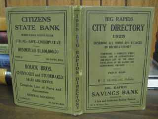 Big Rapids Michigan 1925 City Directory Mecosta County