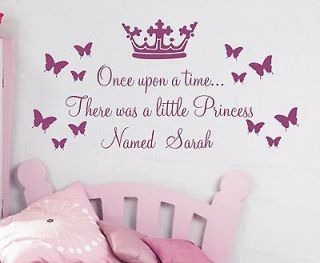 Personalised Once upon a time Princess wall art sticker quote for 