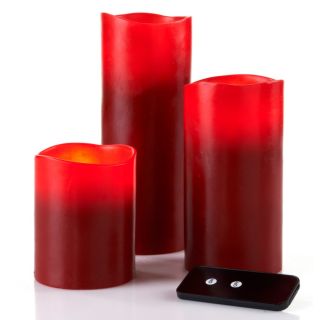 NATE BERKUS Set of 3 Flameless Candles With Remote (RED) 