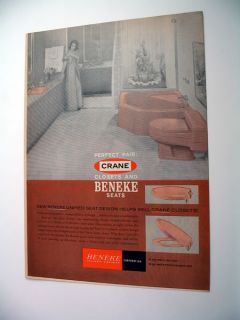 Beneke Toilet Seats Crane Water Closets 1964 Print Ad