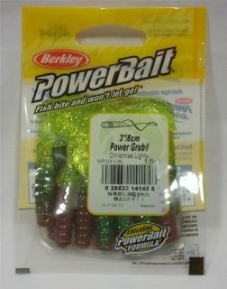 Berkley Powerbait 3 Christmas Lights Power Grubs Soft Plastic 15ct 