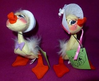 Vintage Annalee 5 Easter Parade Girl & Boy Duckling 1972 1982