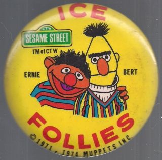 1971 1974 Sesame Street Ice Follies Pinback w Ernie Bert