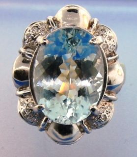 So Far Beyond Amazing Boom Aquamarine Single Cut Diamond 14k Ring 