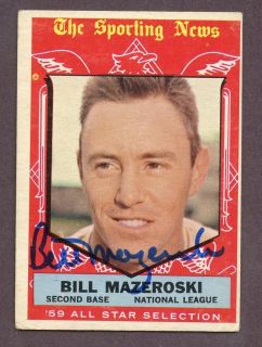 1959 Topps 555 Bill Mazeroski Pittsburgh Pirates HOF Signed AUTO